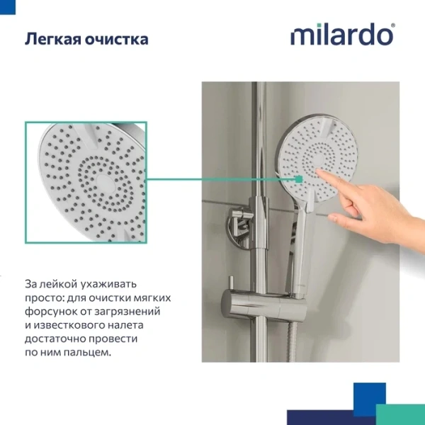 Душевая лейка Milardo Rora ROR4FCRM18 глянцевый хром фото в интернет-магазине «Wasser-Haus.ru»