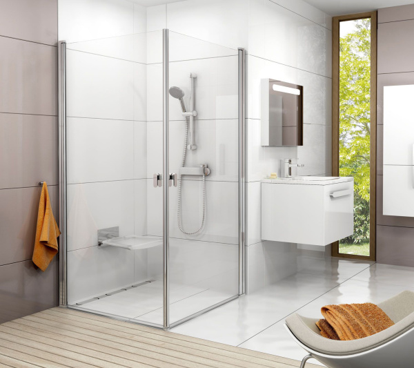 Душевой уголок Ravak CRV1-90+CRV1-90 Transparent, профиль блестящий фото в интернет-магазине «Wasser-Haus.ru»
