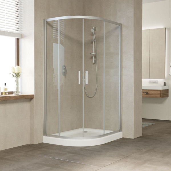 Душевой уголок Vegas Glass ZS-F 110*90 07 01 профиль матовый хром, стекло прозрачное фото в интернет-магазине «Wasser-Haus.ru»