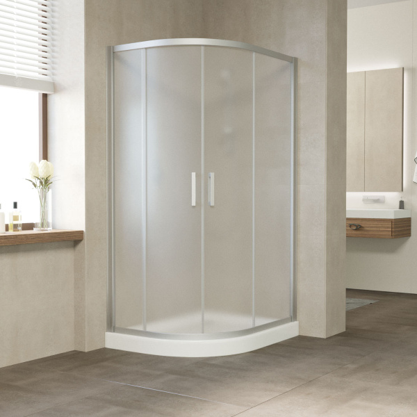 Душевой уголок Vegas Glass ZS-F 110*90 07 10 профиль матовый хром, стекло сатин фото в интернет-магазине «Wasser-Haus.ru»
