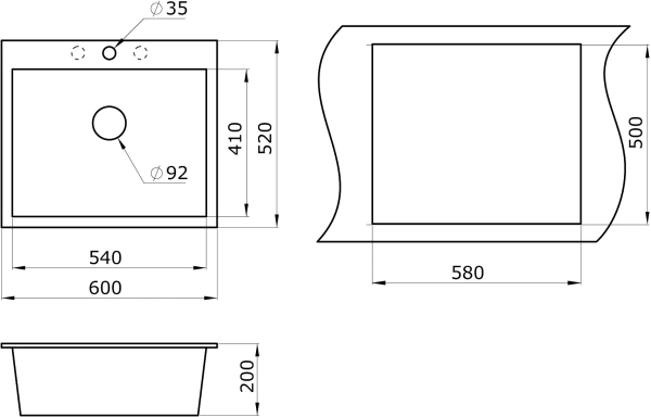 Комплект Мойка кухонная Paulmark Kante PM106052-BL черный + Смеситель Domaci Равенна DCB 7012 черный, с гибким изливом фото в интернет-магазине «Wasser-Haus.ru»