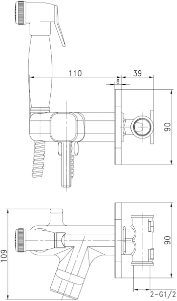 Гигиенический душ Lemark Solo LM7165BL со смесителем, С ВНУТРЕННЕЙ ЧАСТЬЮ, черный матовый фото в интернет-магазине «Wasser-Haus.ru»