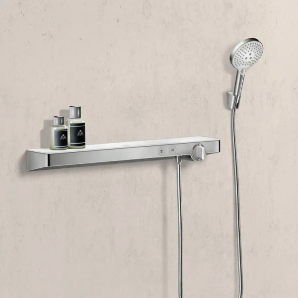 Термостатический смеситель Hansgrohe ShowerTablet Select 13184400 для душа, белый - хром фото в интернет-магазине «Wasser-Haus.ru»