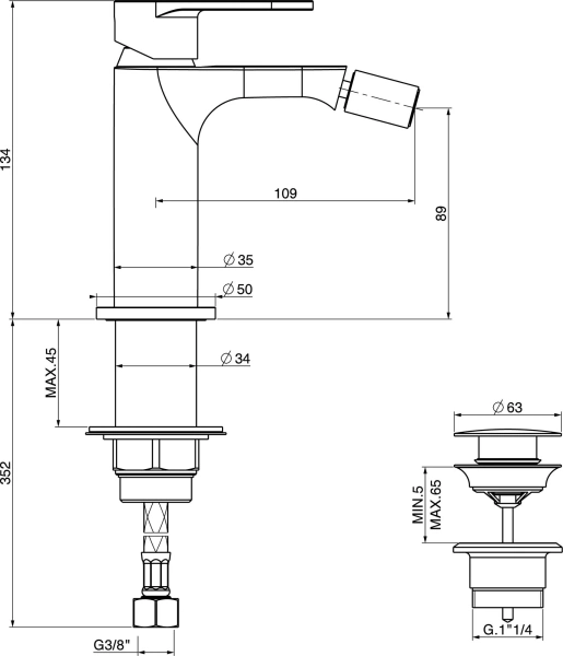 Смеситель для биде Gattoni H2OMIX 7000 7005070C0 хром фото в интернет-магазине «Wasser-Haus.ru»
