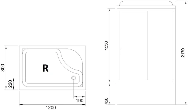 Душевая кабина Royal Bath BP RB8120BP5-WC-R с высоким поддоном, с сиденьем фото в интернет-магазине «Wasser-Haus.ru»