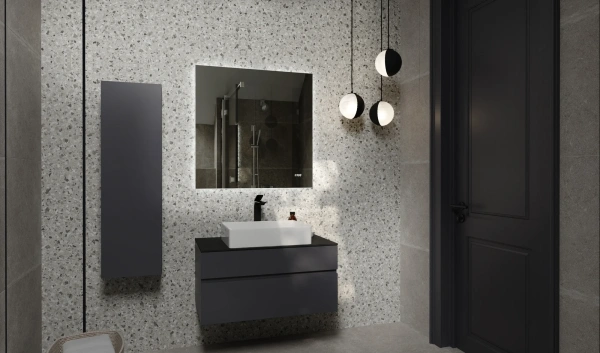 Зеркало Raval Kvadro 80 с подсветкой, с часами фото в интернет-магазине «Wasser-Haus.ru»