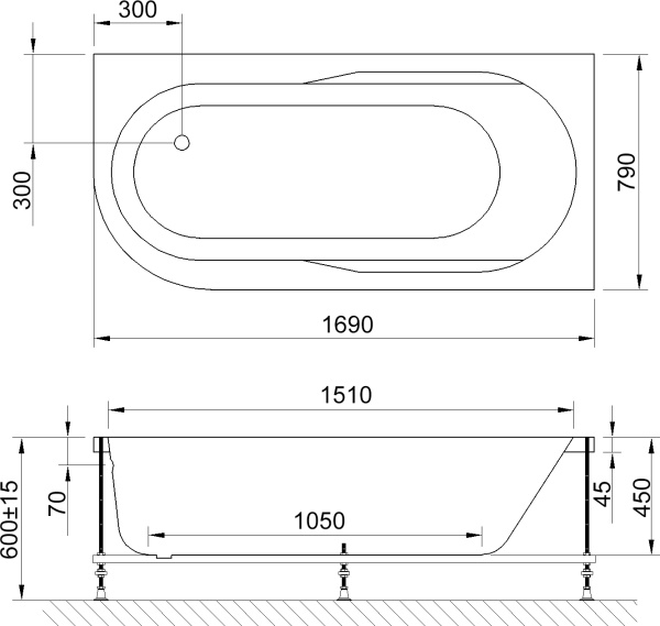 Акриловая ванна Royal Bath Azur RB 614203 170x80 R фото в интернет-магазине «Wasser-Haus.ru»