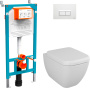 Комплект Унитаз подвесной Vitra Shift 7742B003-0075 с крышкой 91-003-009 + система инсталляции 800-2012 кнопка смыва белая фото в интернет-магазине «Wasser-Haus.ru»
