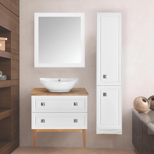 Зеркало ASB-Woodline Каталина 80 белое фото в интернет-магазине «Wasser-Haus.ru»