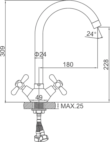 Смеситель для кухни Ledeme H18 L4318-2 хром фото в интернет-магазине «Wasser-Haus.ru»