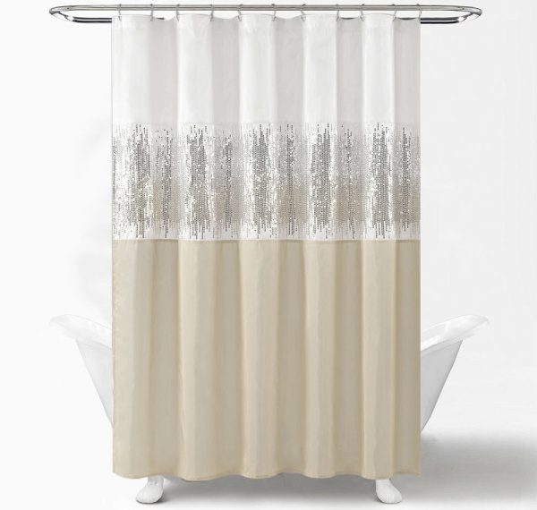 Штора для ванной Carnation Home Fashions Sky White/Beige 180х180 фото в интернет-магазине «Wasser-Haus.ru»
