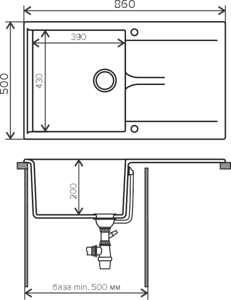 Мойка кухонная Polygran Gals 860 черная фото в интернет-магазине «Wasser-Haus.ru»