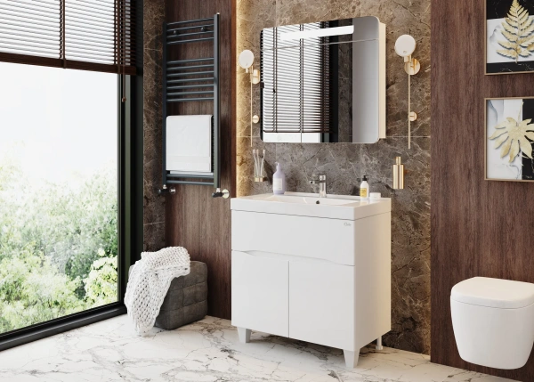 Мебель для ванной Onika Стрим 80.12 белая фото в интернет-магазине «Wasser-Haus.ru»