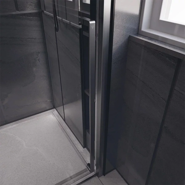 Душевой уголок Veconi Premium Trento PTC-SP-30GR 130x80, профиль брашированный графит, стекло прозрачное фото в интернет-магазине «Wasser-Haus.ru»