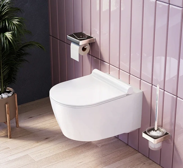 Комплект Damixa Scandinavian Pure DX36.IS10101.1701 с безободковым унитазом, кнопка смыва белая глянцевая фото в интернет-магазине «Wasser-Haus.ru»