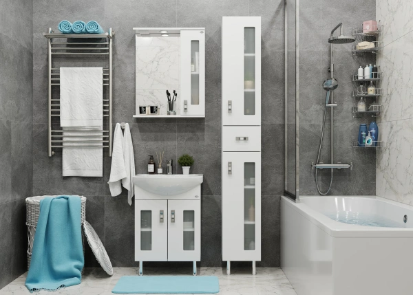 Мебель для ванной Onika Кристалл 55.18 (ver.Балтика) белая фото в интернет-магазине «Wasser-Haus.ru»
