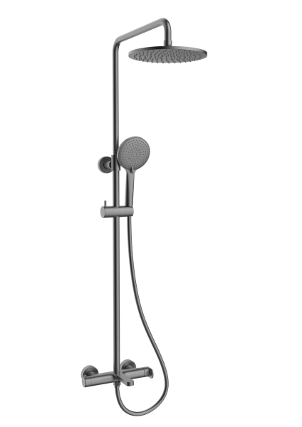 Душевая стойка Vincea Rondo VSFS-1R1GM с изливом, вороненая сталь фото в интернет-магазине «Wasser-Haus.ru»