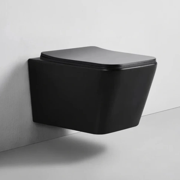 Комплект Унитаз подвесной BOND Cube F04-108 безободковый, с микролифтом, черный + Инсталляция TECE Now 9400414 4 в 1 с кнопкой смыва фото в интернет-магазине «Wasser-Haus.ru»