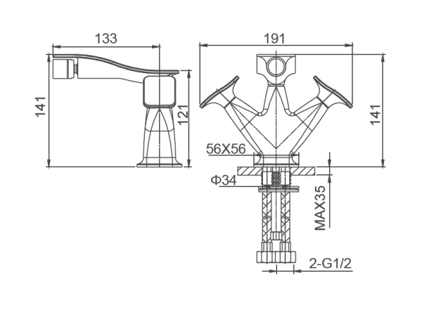 Смеситель для биде Wonzon & Woghand Shakespeare WW-655001-CR хром фото в интернет-магазине «Wasser-Haus.ru»