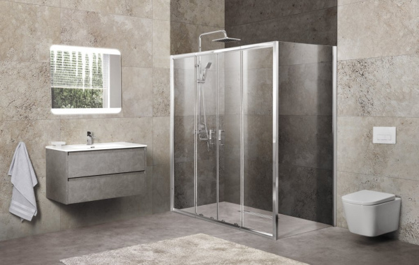 Душевой уголок BelBagno UNIQUE-AH-21-150/180-100-C-Cr фото в интернет-магазине «Wasser-Haus.ru»