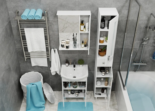Мебель для ванной Onika Кристалл 55.18 (ver.Балтика) белая фото в интернет-магазине «Wasser-Haus.ru»
