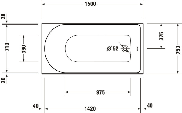 Акриловая ванна Duravit D-Neo 700471000000000 150x75 фото в интернет-магазине «Wasser-Haus.ru»