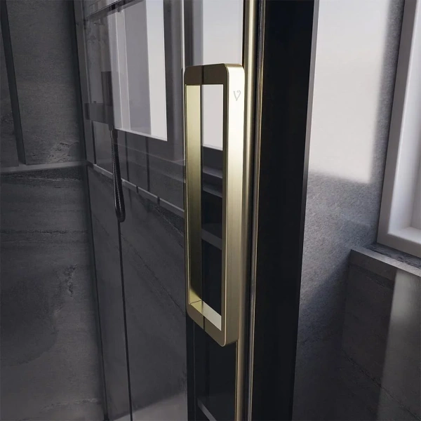 Душевой уголок Veconi Premium Trento PTC-SP-40G 140x100, профиль брашированное золото, стекло прозрачное фото в интернет-магазине «Wasser-Haus.ru»