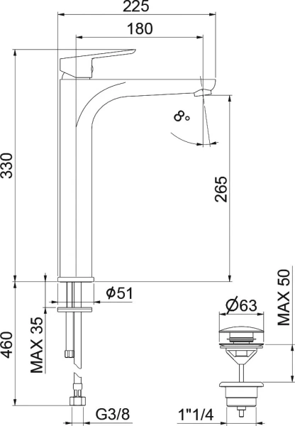 Смеситель для раковины Webert Sax Evolution SE830402015 фото в интернет-магазине «Wasser-Haus.ru»