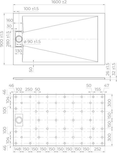 Поддон для душа RGW TUS W 160x90 фото в интернет-магазине «Wasser-Haus.ru»