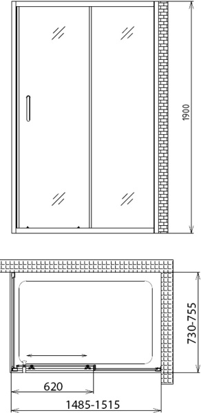 Душевой уголок Gemy Victoria S30191C-A75 150x75 см фото в интернет-магазине «Wasser-Haus.ru»
