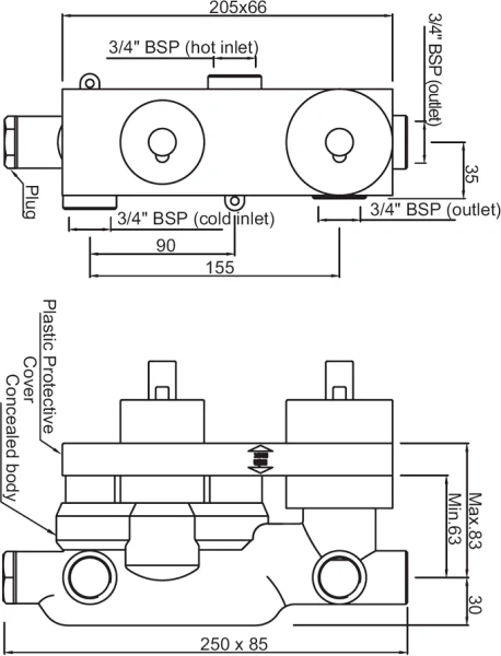 Термостатический смеситель встраиваемый Jaquar Kubix KUP-CHR-35681KPM С ВНУТРЕННЕЙ ЧАСТЬЮ фото в интернет-магазине «Wasser-Haus.ru»