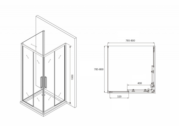 Душевой уголок ABBER Schwarzer Diamant AG02080BH-S80B фото в интернет-магазине «Wasser-Haus.ru»
