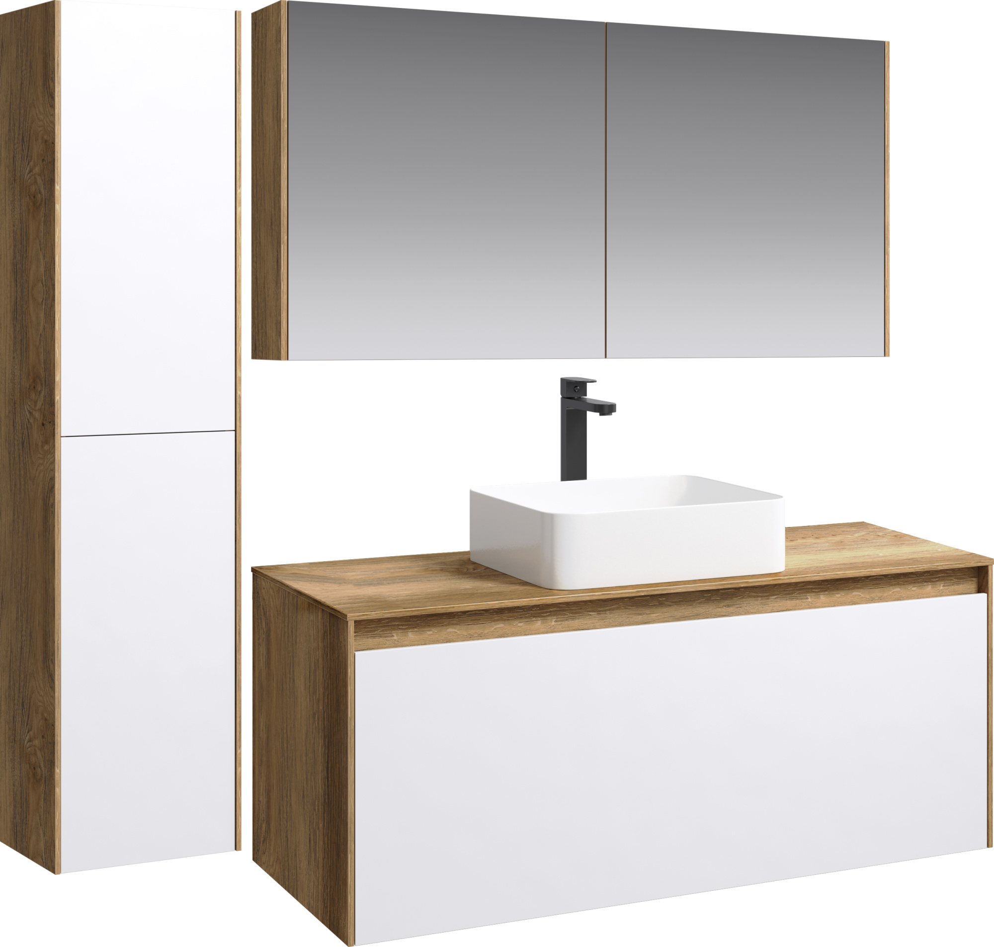 Мебель для ванной Aqwella 5 stars Mobi 120 дуб балтийский, белая фото в интернет-магазине «Wasser-Haus.ru»
