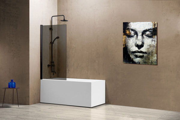 Шторка на ванну Vincea VSB-11800CGB 80 см, профиль чёрный, стекло тонированное фото в интернет-магазине «Wasser-Haus.ru»
