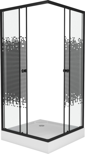 Душевой уголок Niagara Eco NG-009-14Q black мозаика, с поддоном фото в интернет-магазине «Wasser-Haus.ru»