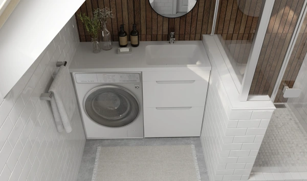 Мебель для ванной Raval Forte 120 R, под стиральную машину, с кронштейном фото в интернет-магазине «Wasser-Haus.ru»