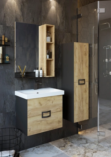 Зеркало Sanflor Выборг 60 дуб крафт золотой фото в интернет-магазине «Wasser-Haus.ru»