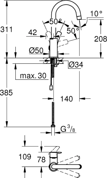 Смеситель для раковины Grohe Eurosmart 23743003 фото в интернет-магазине «Wasser-Haus.ru»