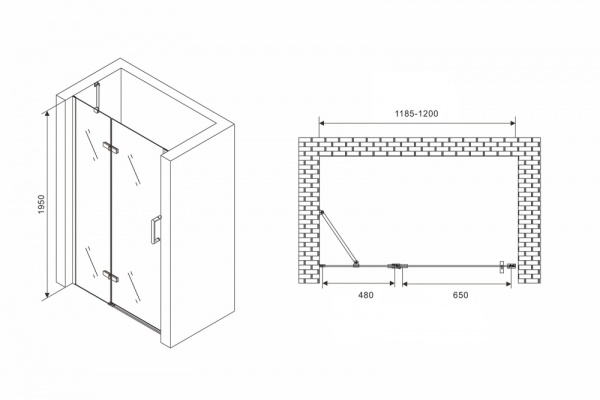 Душевая дверь ABBER Zart AG08120 фото в интернет-магазине «Wasser-Haus.ru»