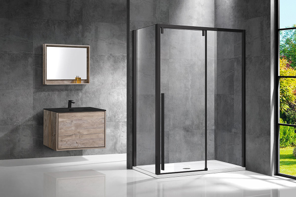 Душевой уголок Vincea Lugano VSR-1L8013CLB-1 130х80 см, профиль черный фото в интернет-магазине «Wasser-Haus.ru»