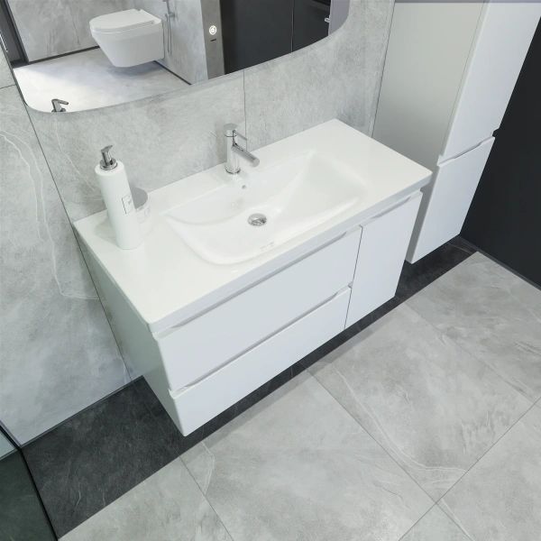 Тумба с раковиной Caprigo Forte 100 белая R фото в интернет-магазине «Wasser-Haus.ru»