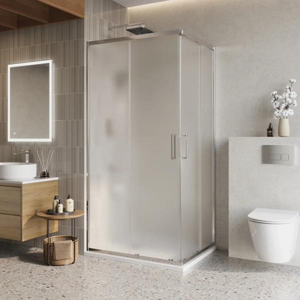 Душевой уголок BelBagno Luce AH-2-100/80-P-Cr 100x80, профиль хром, стекло рифленое фото в интернет-магазине «Wasser-Haus.ru»