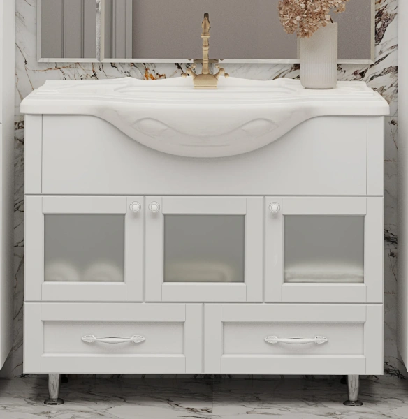 Мебель для ванной Misty Латте 105 белая эмаль фото в интернет-магазине «Wasser-Haus.ru»