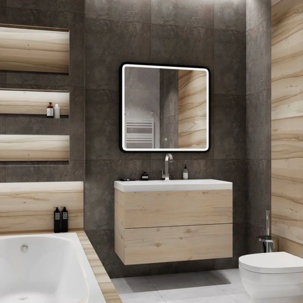 Тумба с раковиной Art&Max Verona-Push 90 гаскон пайн светлый фото в интернет-магазине «Wasser-Haus.ru»