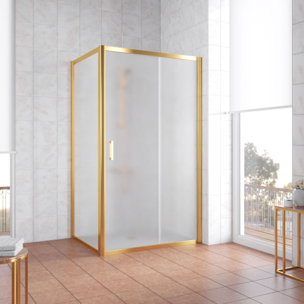 Душевой уголок Vegas Glass ZP+ZPV 100*80 09 10 профиль золото, стекло сатин фото в интернет-магазине «Wasser-Haus.ru»