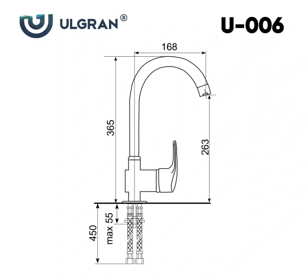 Смеситель для кухни Ulgran U-006-343 антрацит фото в интернет-магазине «Wasser-Haus.ru»