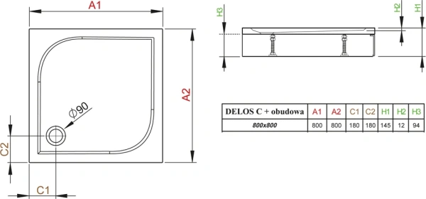 Поддон для душа Radaway Delos C800 с панелью и сифоном фото в интернет-магазине «Wasser-Haus.ru»