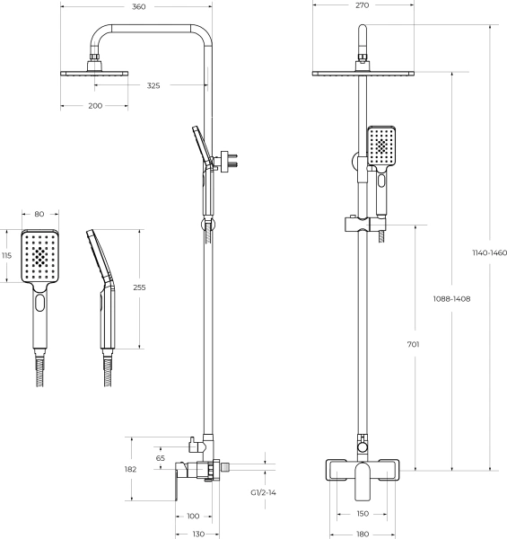 Душевая стойка Cezares Slider SLIDER-CD-01, со смесителем, хром фото в интернет-магазине «Wasser-Haus.ru»