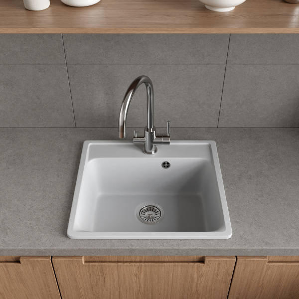 Мойка кухонная Domaci Савона QB 530 платина фото в интернет-магазине «Wasser-Haus.ru»
