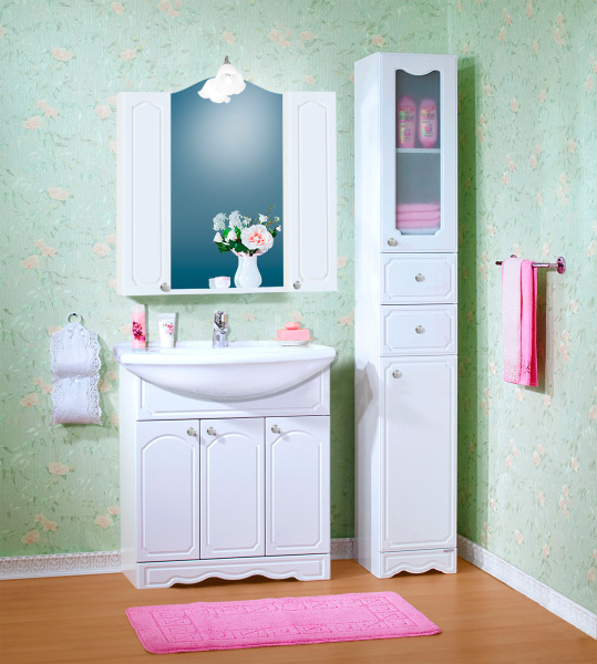 Мебель для ванной Бриклаер Лючия 80 белый глянец фото в интернет-магазине «Wasser-Haus.ru»